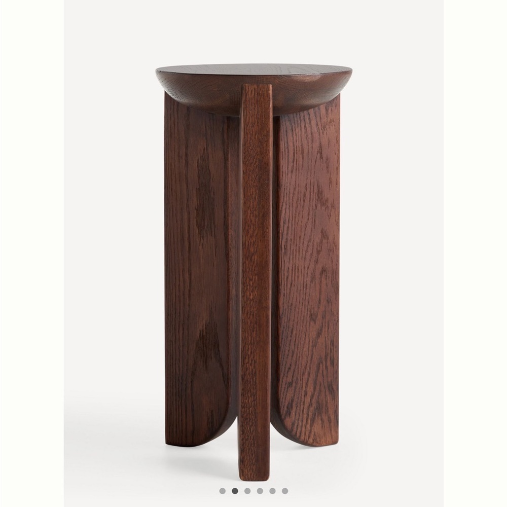Anthropologie Hemi Solid Oak Wood Side Table NEW has flaws
